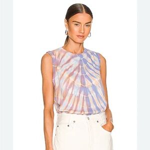 RAQUEL ALLEGRA Fitted Muscle Tank in Sunset, Size L